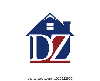 Logo house building with initial letter DK