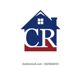 Logo house building with initial letter CR
