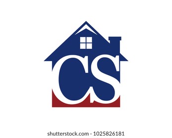 Logo house building with initial letter CS