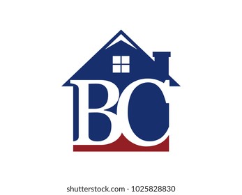 Logo house building with initial letter BC