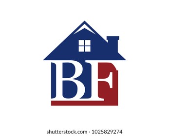 Logo house building with initial letter BK