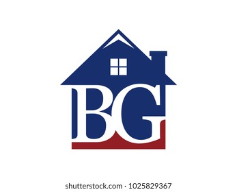 Logo house building with initial letter BK