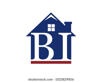 Logo house building with initial letter BK
