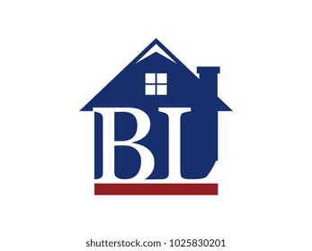 Logo house building with initial letter BL