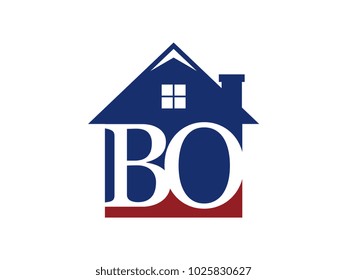 Logo house building with initial letter BK
