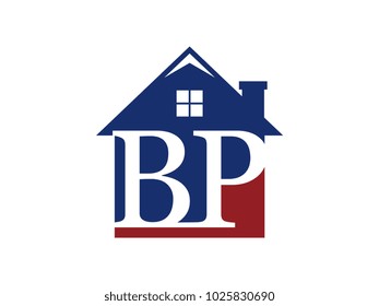 Logo house building with initial letter BK