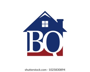 Logo house building with initial letter BQ
