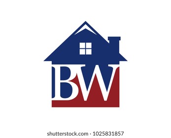 Logo house building with initial letter BW