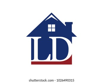 Logo house building with initial letter LD