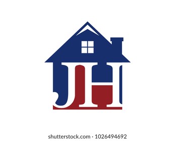 Logo house building with initial letter JH