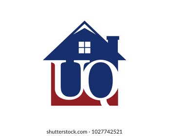 Logo house building with initial letter UQ