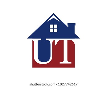 Logo house building with initial letter UT