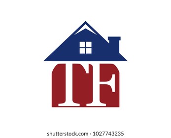 Logo house building with initial letter TF