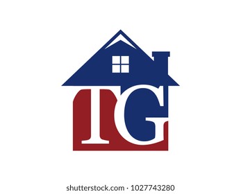 Logo house building with initial letter TG