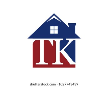 Logo house building with initial letter TK