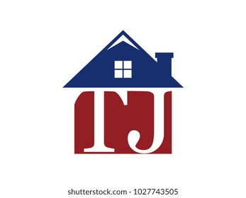 Logo house building with initial letter TJ