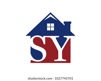 Logo house building with initial letter SY