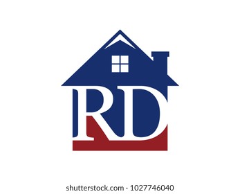 Logo house building with initial letter RD