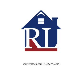 Logo house building with initial letter RL