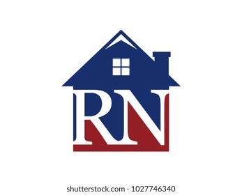 Logo house building with initial letter RN