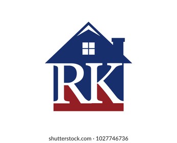Logo house building with initial letter RK