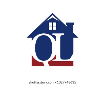 Logo house building with initial letter QL