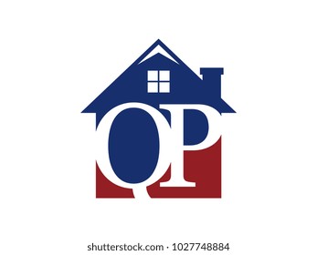 Logo house building with initial letter QP