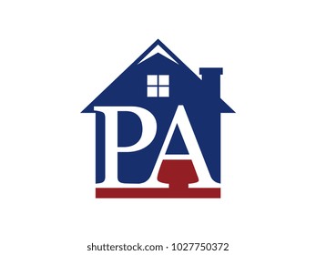 Logo house building with initial letter PA