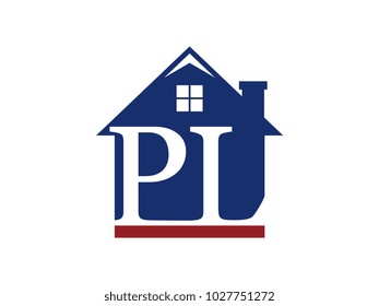 Logo house building with initial letter PL