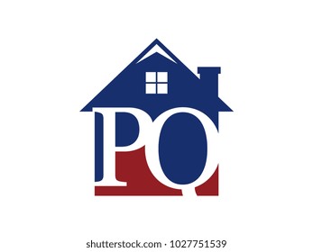 Logo house building with initial letter PQ