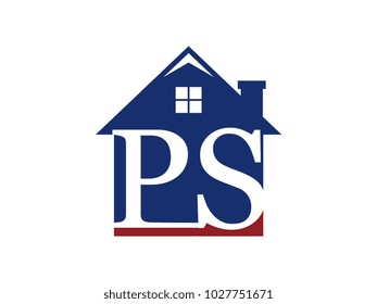 Logo house building with initial letter PS