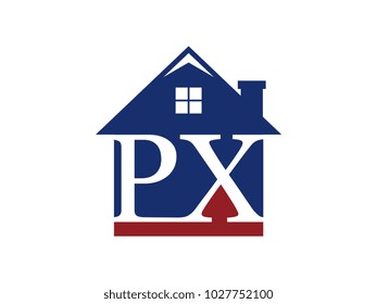 Logo house building with initial letter PX