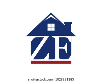 Logo house building with initial letter ZE
