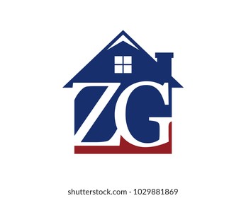 Logo house building with initial letter ZG