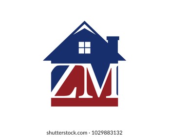 Logo house building with initial letter ZM