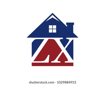 Logo house building with initial letter ZX