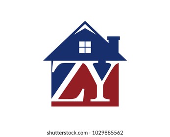 Logo house building with initial letter ZY