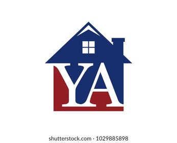 Logo house building with initial letter YA