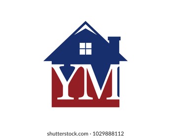 Logo house building with initial letter YM