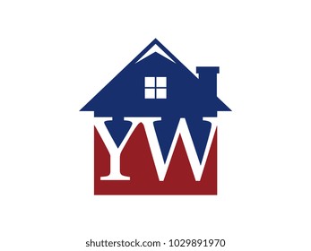 Logo house building with initial letter YW