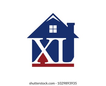 Logo house building with initial letter XL