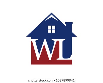 Logo house building with initial letter WL