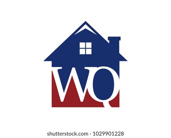 Logo house building with initial letter WQ