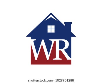 Logo house building with initial letter WR