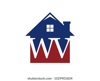 Logo house building with initial letter WV