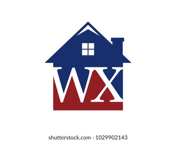 Logo house building with initial letter WX