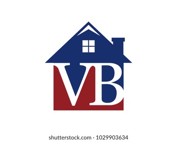 Logo house building with initial letter VB