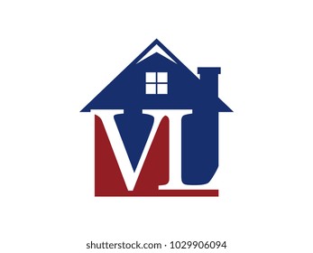 Logo house building with initial letter VL