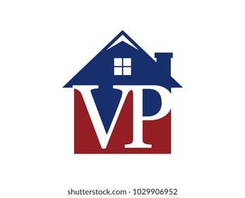 Logo house building with initial letter VP