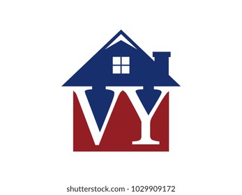 Logo house building with initial letter VY